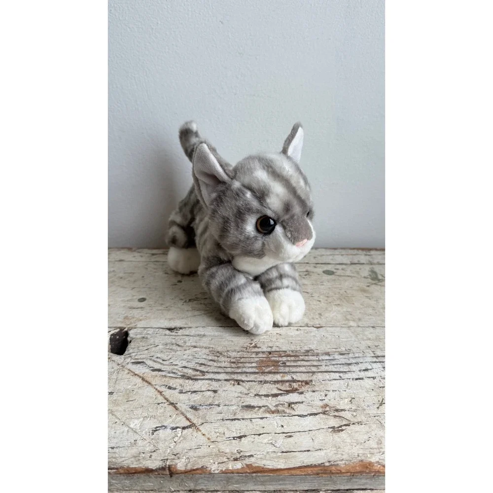 Miyoni by Aurora Grey Tabby Kitten Plush Stuffed Animal Realistic Cat 10 inch
